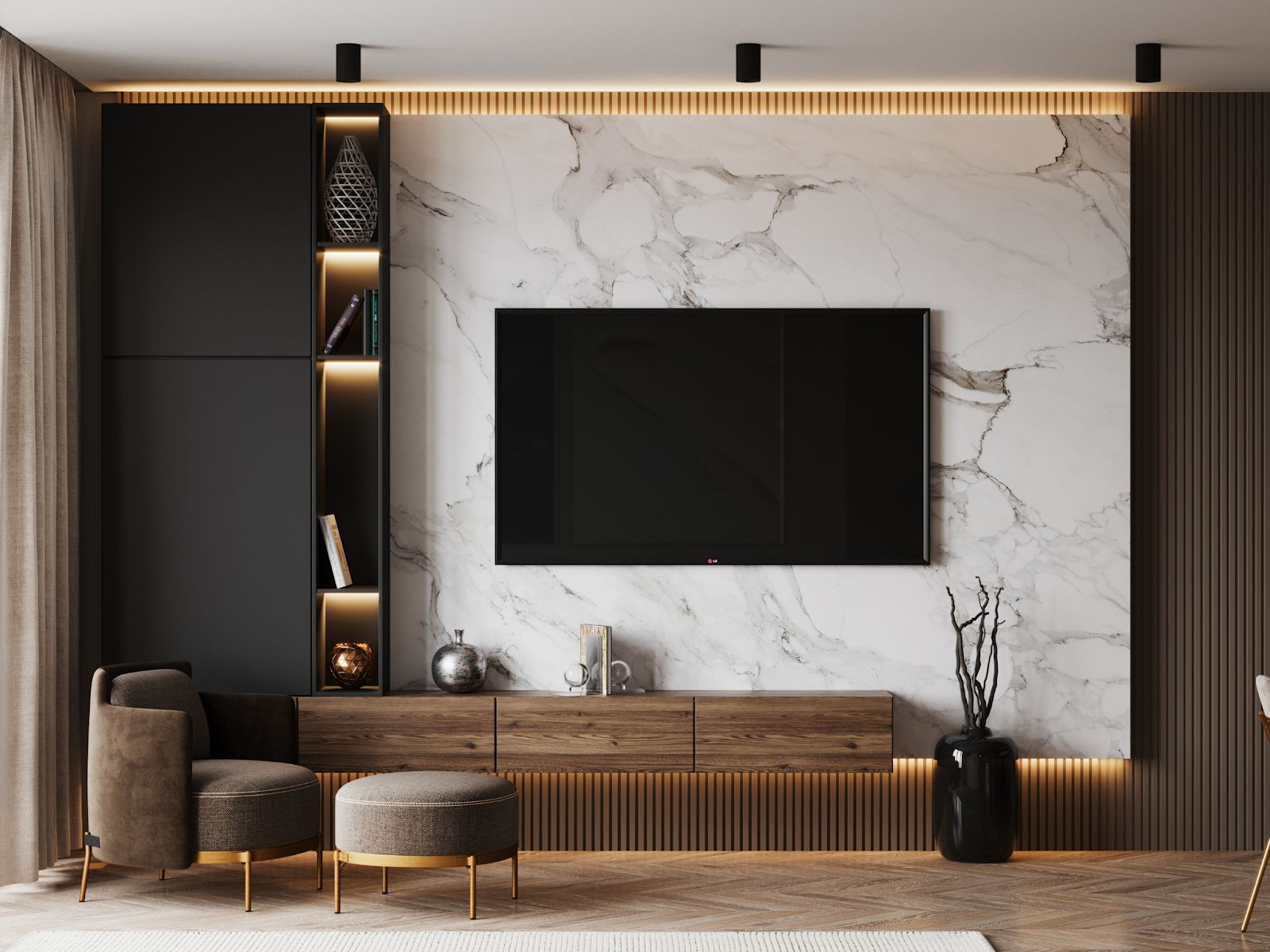 Nord Slat Panels in a Bedroom, Kitchen, or Living Room